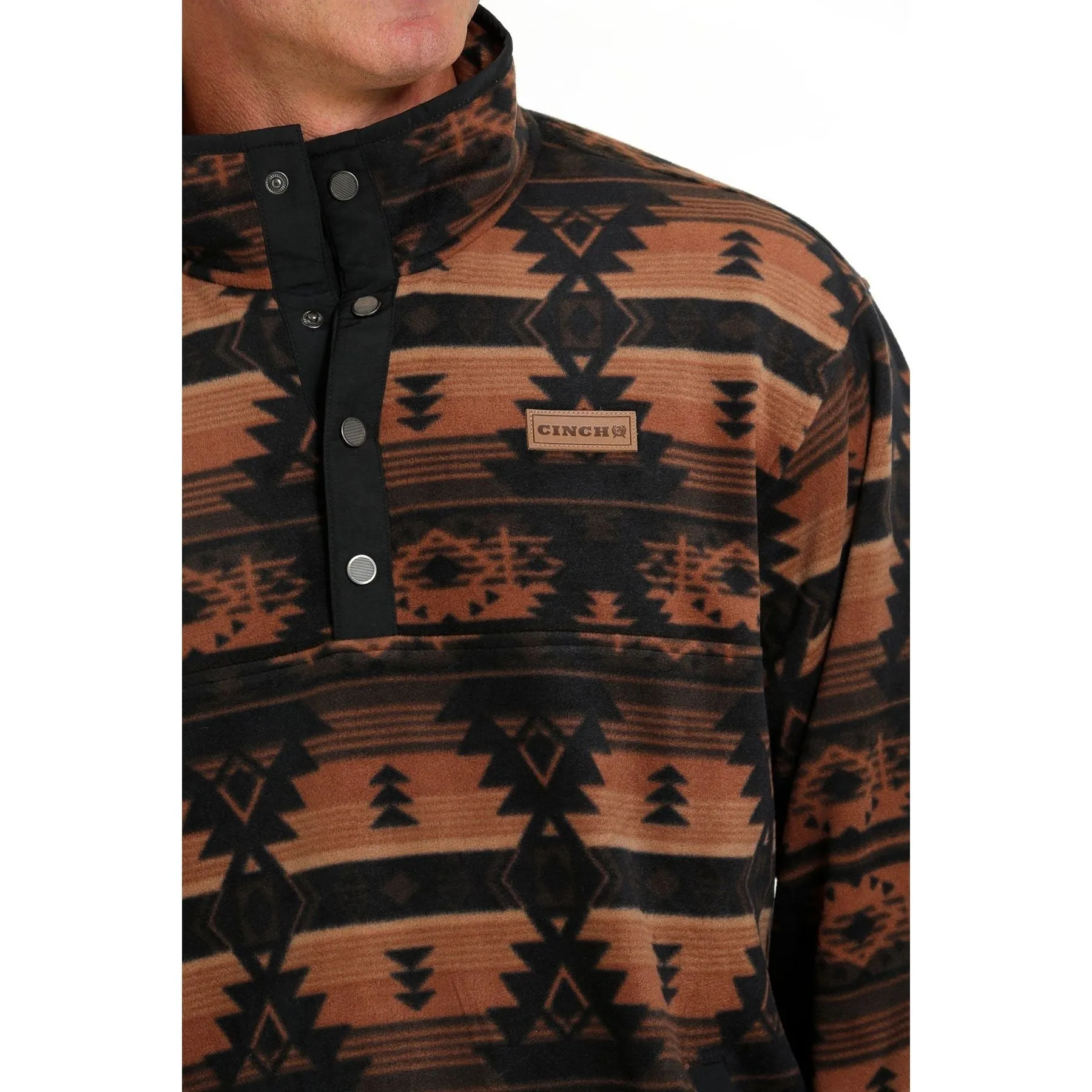 MEN'S CINCH SOUTHWESTERN PRINT POLAR FLEECE PULLOVER - BLACK