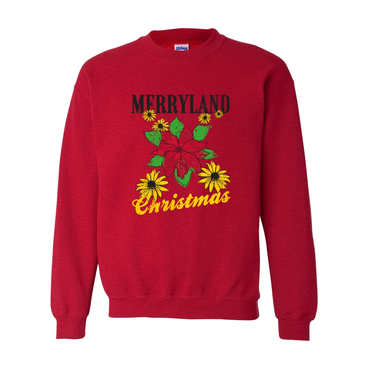 Merryland Christmas Flowers (Antique Red) / Crew Sweatshirt