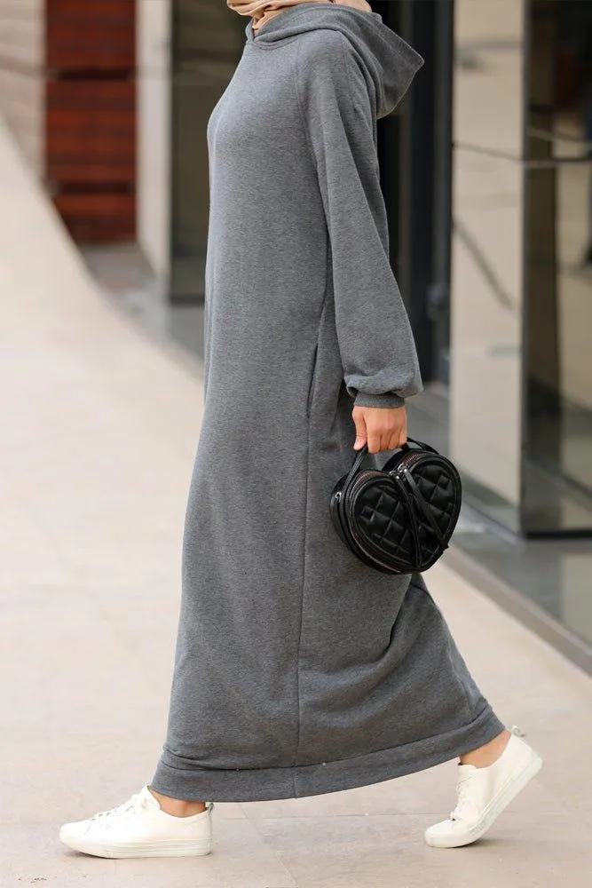 Milly oversized hoodie sweatshirt dress in grey