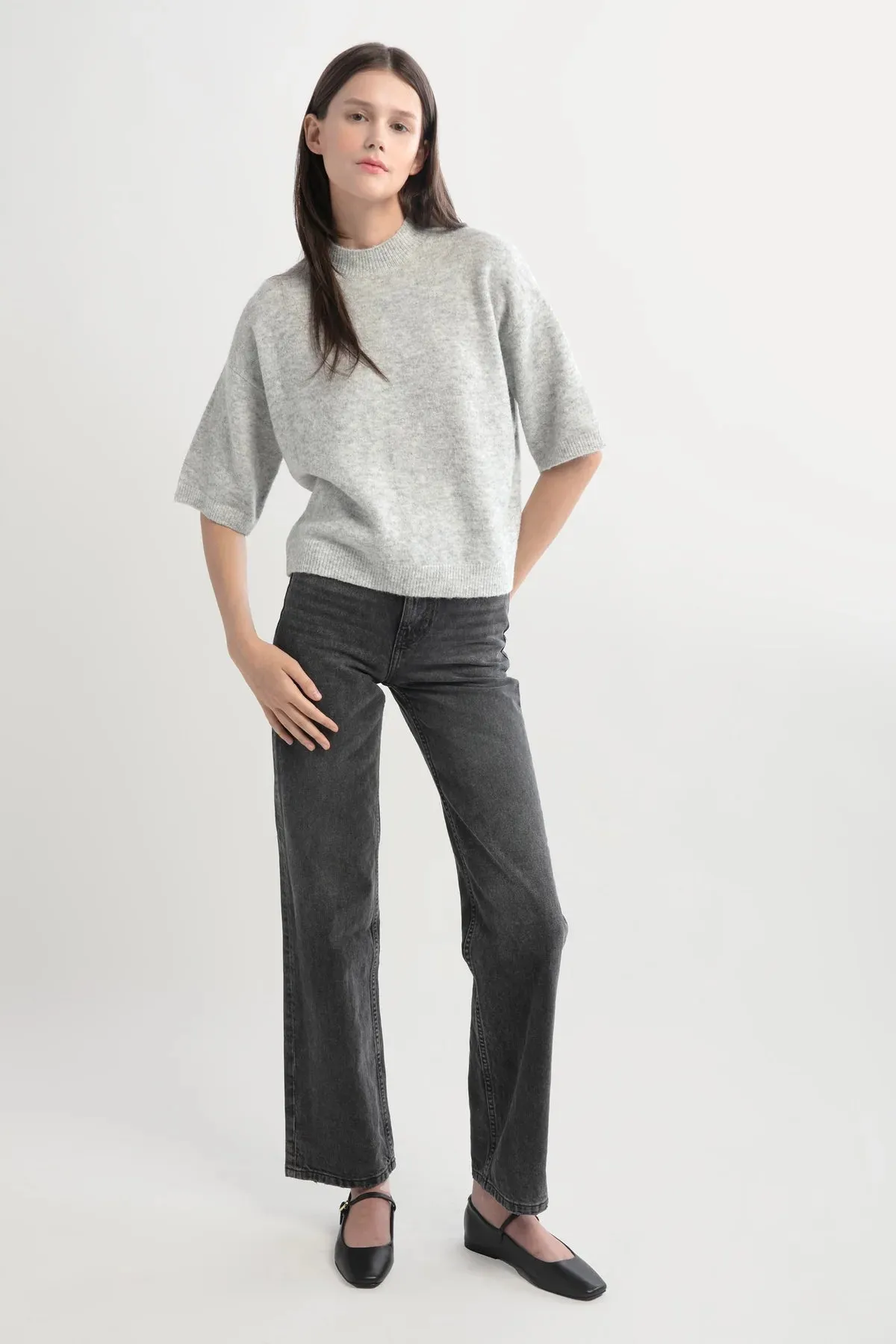 MOCKNECK HALF SLEEVE SWEATER