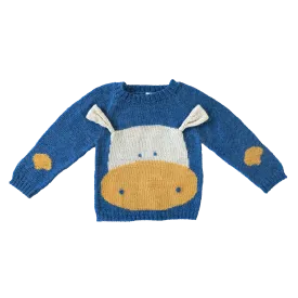 Nanay Cow Baby Alpaca Sweater in Blue