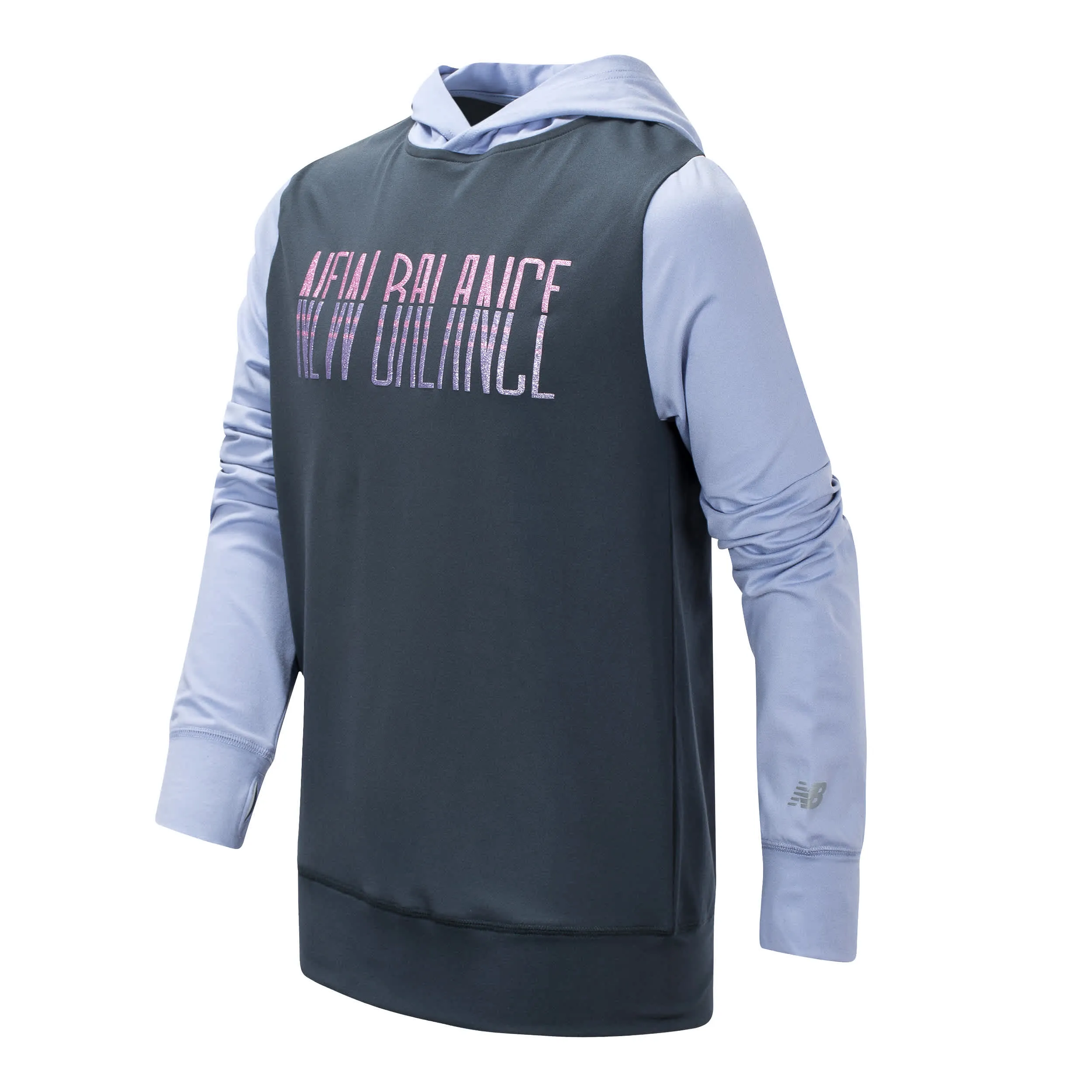 New Balance Girls Thunder/Amethyst Hooded Pullover