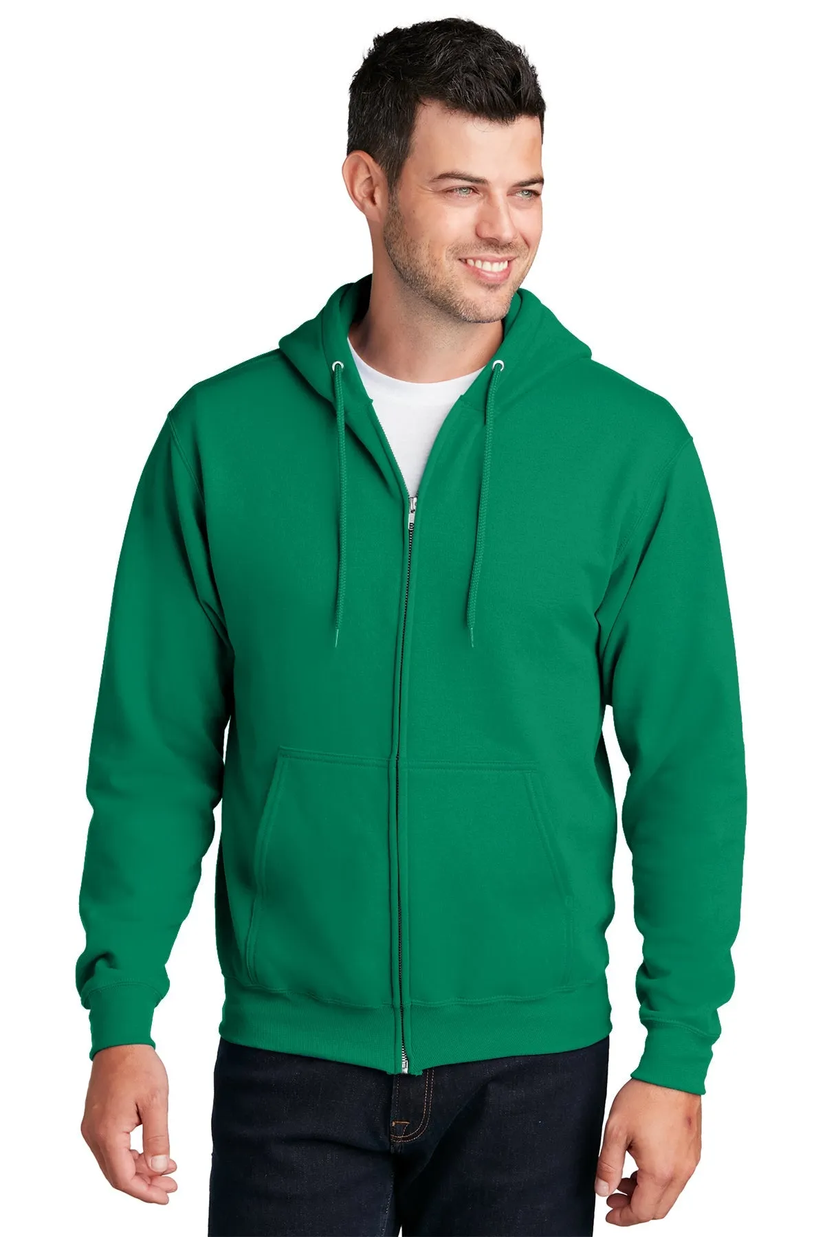 Port & Company Core Fleece Branded Zip Hoodies, Kelly