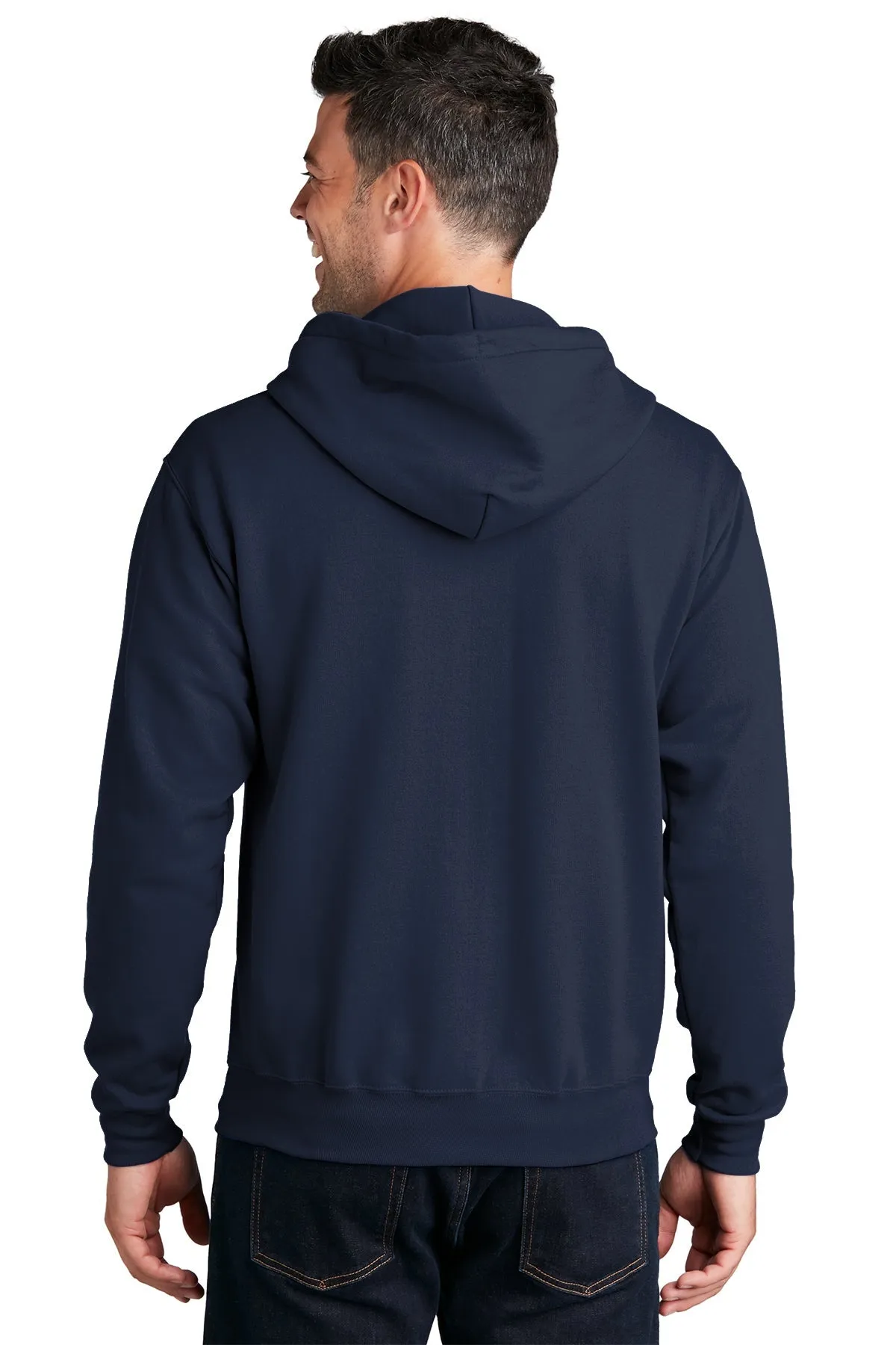 Port & Company Core Fleece Branded Zip Hoodies, Navy