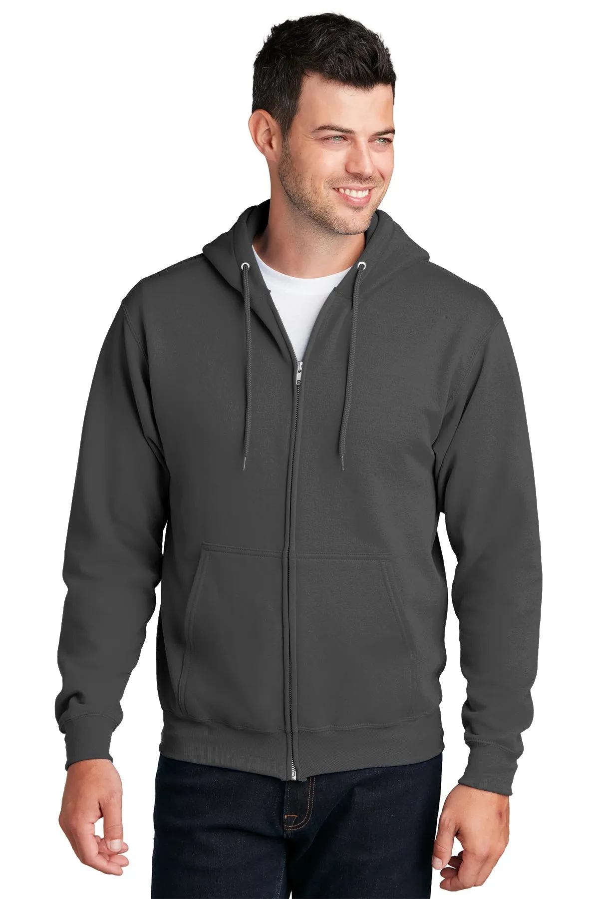 Port & Company Core Fleece Custom Zip Hoodies, Charcoal