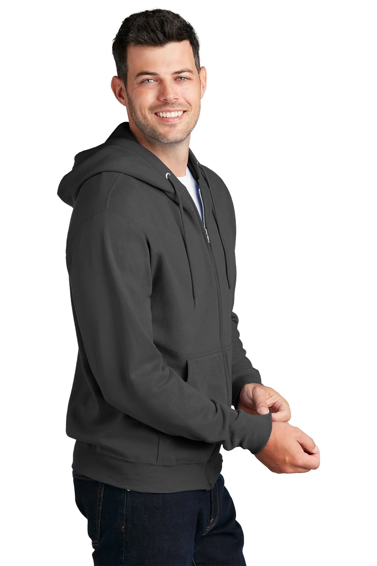 Port & Company Core Fleece Custom Zip Hoodies, Charcoal