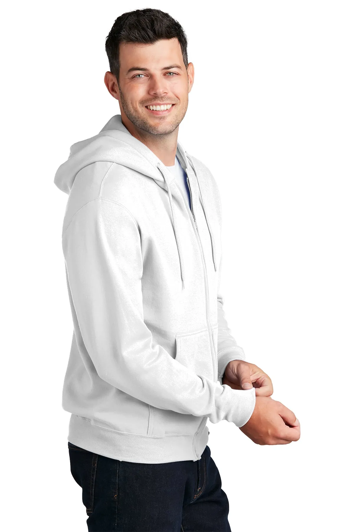 Port & Company Core Fleece Customized Zip Hoodies, White