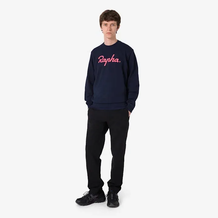 RAPHA Cotton Sweatshirt Large Logo - DNP Dark Navy/High-Vis Pink