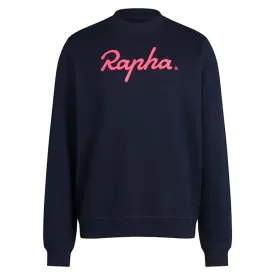 RAPHA Cotton Sweatshirt Large Logo - DNP Dark Navy/High-Vis Pink