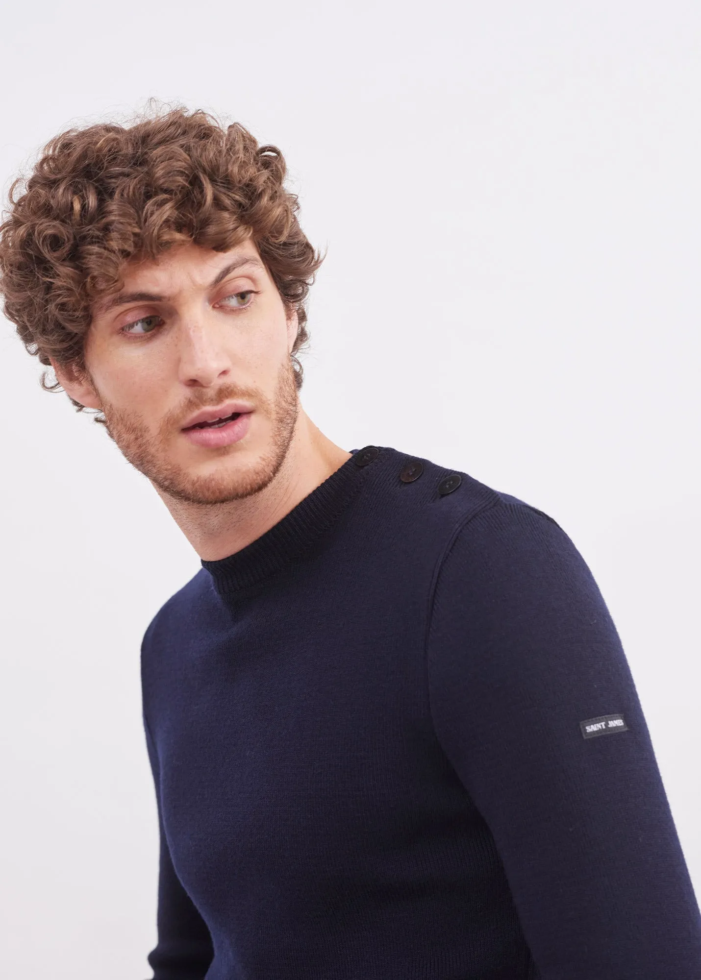 Rochefort sailor jumper - slim fit, in merino wool (NAVY)