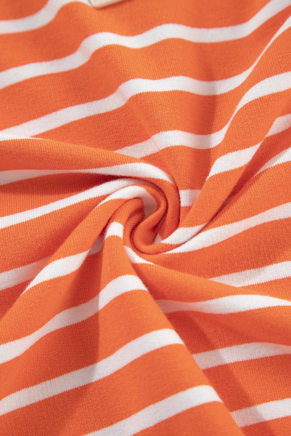 TEEK - Tangerine Striped Johnny Collar Long Sleeve Sweatshirt