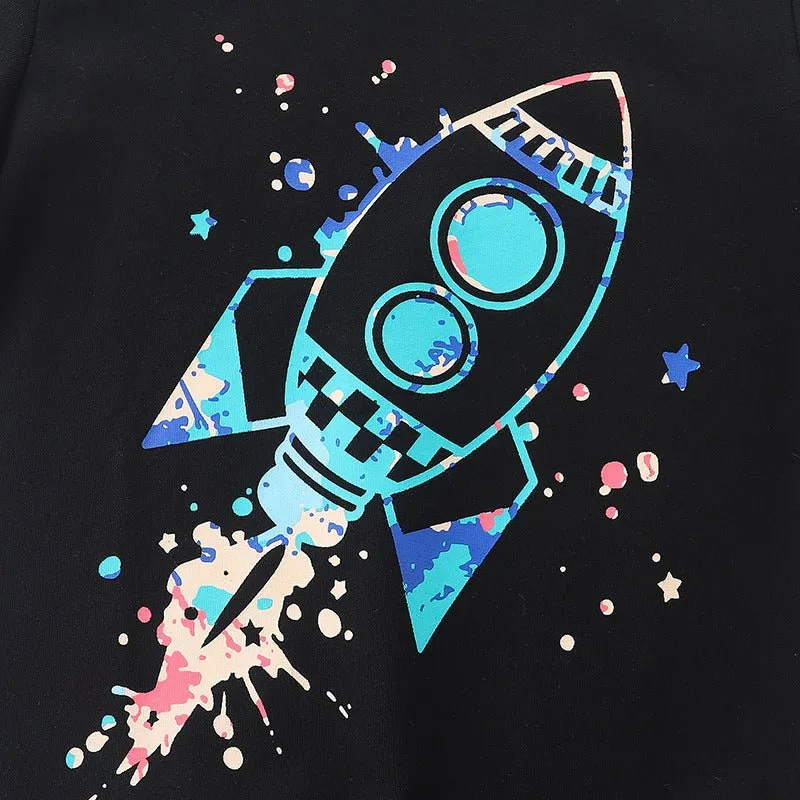 Toddler Boy's Rocket Print Design Sweatshirt