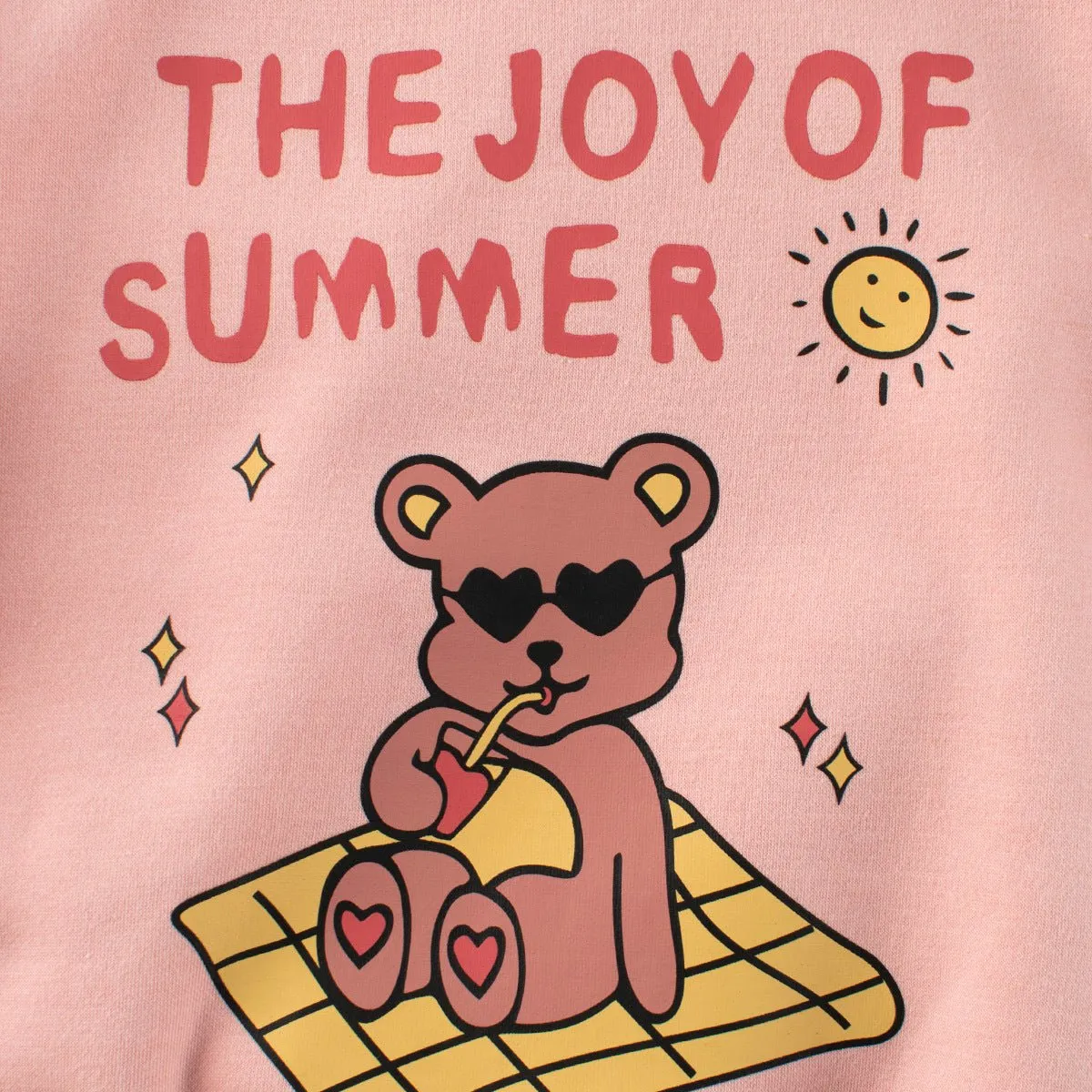 Toddler/Kid Girl's Cotton Pink Sweatshirt with Bear Print Design