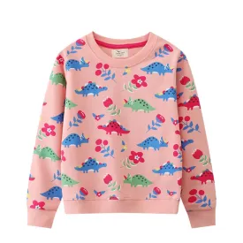 Toddler/Kid Girl's Dinosaur Print Design Pink Sweatshirt