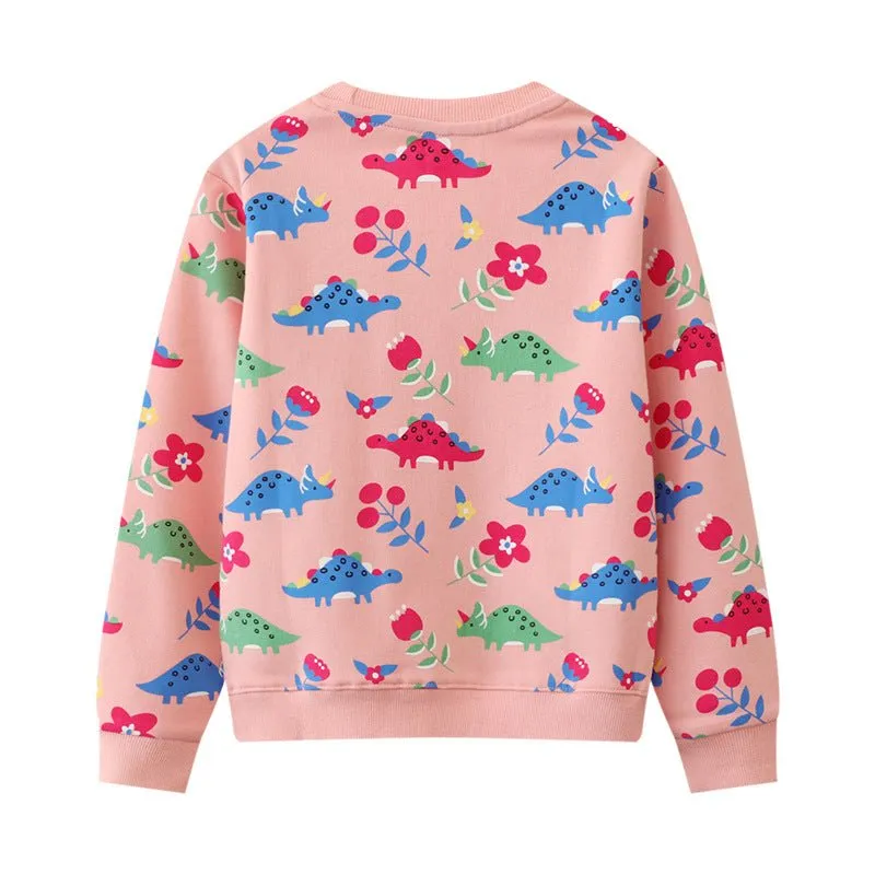 Toddler/Kid Girl's Dinosaur Print Design Pink Sweatshirt