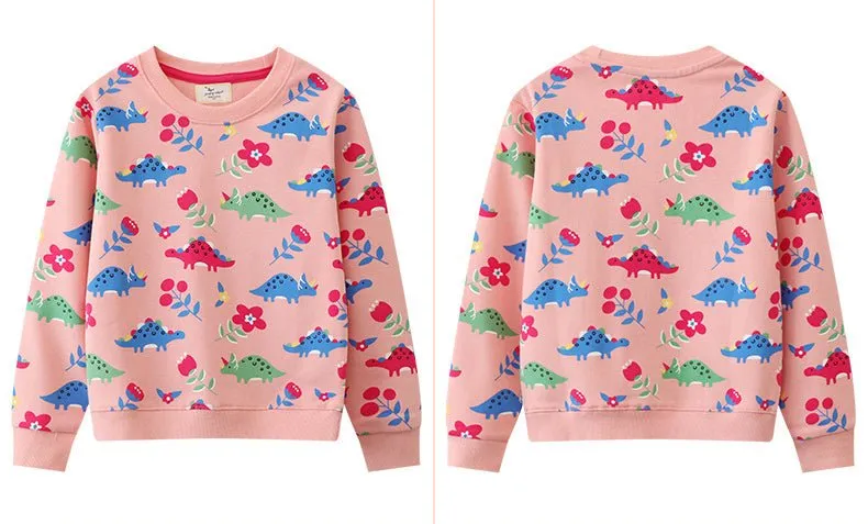 Toddler/Kid Girl's Dinosaur Print Design Pink Sweatshirt