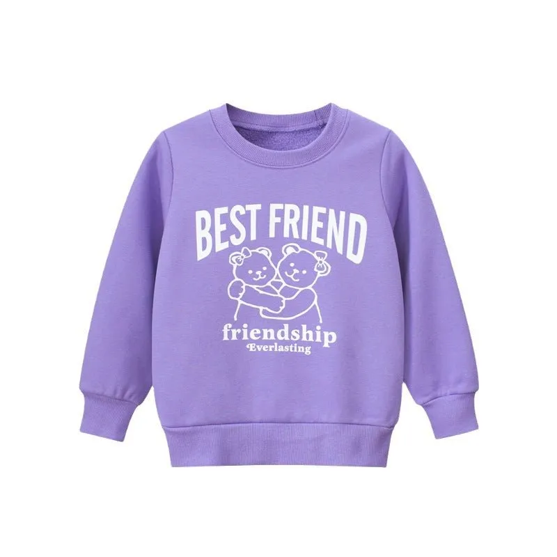 Toddler/Kid Girl's Purple Sweatshirt with Bear Print Deisgn