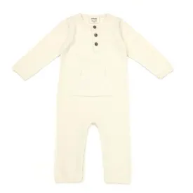 Viverano Organic Cotton Sweater knit Kangaroo Coverall Romper - Cream