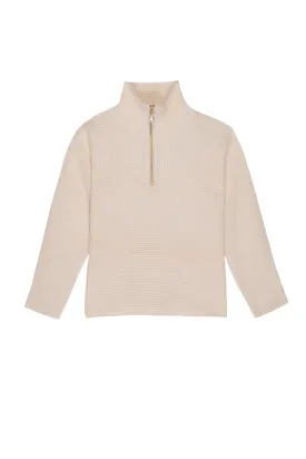 Waffle 1/2 Zip Pullover, Creme